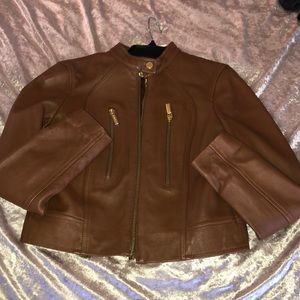 Micheal Kors Tan Leather Jocket